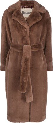 Belted Faux-Fur Coat-AE