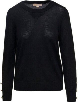 Black Crewneck Light Sweater in Wool Woman M Michael Kors