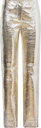 Metallic leather trousers