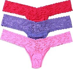 Signature Stretch Lace Low Rise Thongs, Set of 3