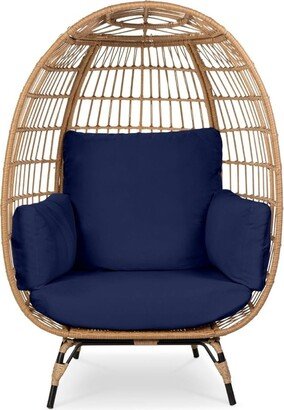 Oversized Patio Lounger Indoor/Outdoor Wicker Rattan Egg Chair - 24 inches L x 40 inches W x 56 inches H