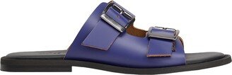 Polish Leather Cross-strap Sandal Sandals Blue