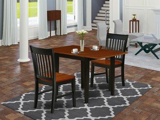 East West Furniture LLC Dining Set- a Kitchen Table and Chairs with Wood Seat and Slat back- Buttermilk and Cherry Finish