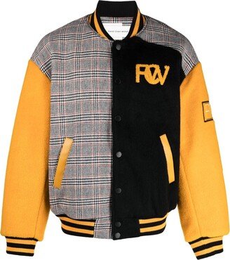 Colour-Block Panelled Bomber Jacket