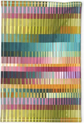 Colorful Stripes Tea Towel - Shaded By Bycornelia Retro Earth Tone Woven Look Linen Cotton Canvas Spoonflower