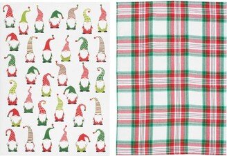 Gnome Plaid Printed & Woven Kitchen Towel Set of 2