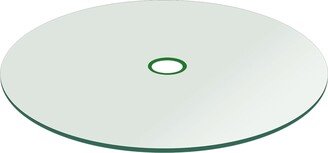 48 Patio Round 1/4 Thick Tempered Flat Edge Polish with 2” Inch Hole Glass Table Top