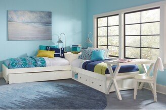 Hillsdale Kids and Teen Hillsdale Pulse White L-Shape Twin Platform Beds with Storage and Trundle