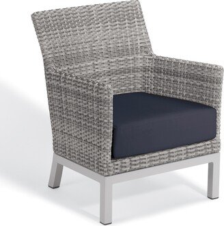 Garden Argento Resin Wicker Club Chair with Powder Coated Aluminum Legs - Midnight Blue Polyester Cushion