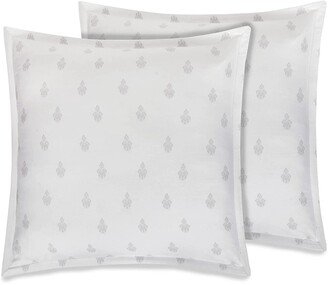 Delara GOTS Certified 100% Organic Cotton 2 Inch Flange Euro Sham Set of 2, 26X26, Lio Ivory