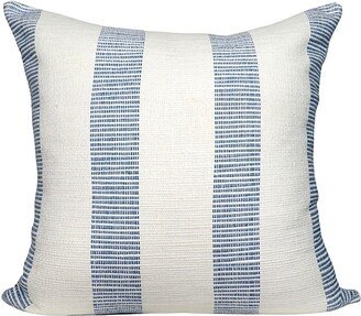 Schumacher Ketley Stripe Pillow Cover in Blue - Solid White Linen Backing All