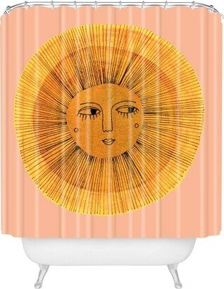 Sewzinski Sun Drawing Shower Curtain Gold/Pink