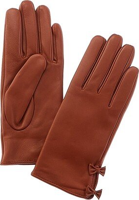 Bow Cashmere-Lined Leather Gloves-AA