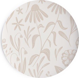 Salad Plates: Wildflowers - Tan And Cream Salad Plate, Beige