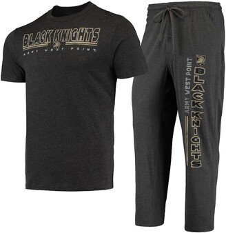 Men's Concepts Sport Heathered Charcoal, Black Army Black Knights Meter T-shirt and Pants Sleep Set - Heathered Charcoal, Black