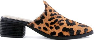 Rag & Co. Palma Leopard Print Stacked Heel Mules