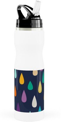 Photo Water Bottles: Raindrops - Multi Stainless Steel Water Bottle With Straw, 25Oz, With Straw, Multicolor