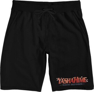 Yashahime: Princess Half-Demon Yashahime Anime Logo Men's Black Sleep Pajama Shorts-Large