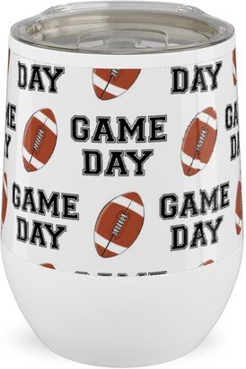 Travel Mugs: Game Day - College Football - Black And White Stainless Steel Travel Tumbler, 12Oz, Brown