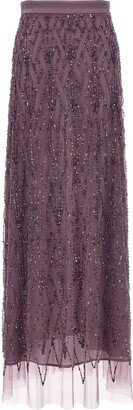 Sequin Embellished Tulle Long Skirt