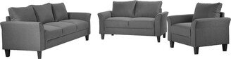 RASOO 3 Pieces Sofa Set Solid Wood Frame with 1 Loveseat, 1 Sofa and 1 Armchair