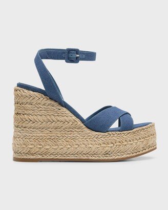 Mariza Denim Crisscross Espadrille Sandals