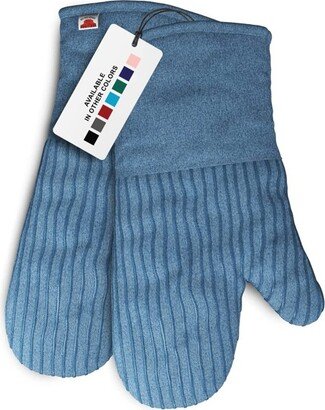 Big Red House Oven Mitts - Kitchen Mitts with Heat Resistant Silicone up to 480F for Hot Cooking & Baking (Set of 2) - Blue Denim