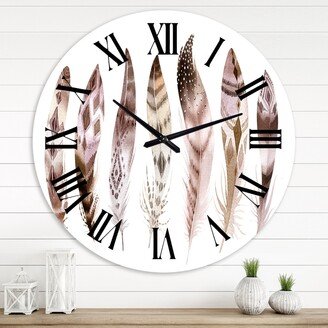 Designart 'Colourful Boho Feather Set X' Bohemian & Eclectic wall clock