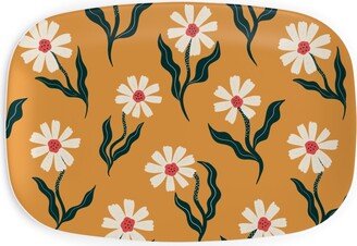 Serving Platters: Flower Power - Orange Serving Platter, Yellow