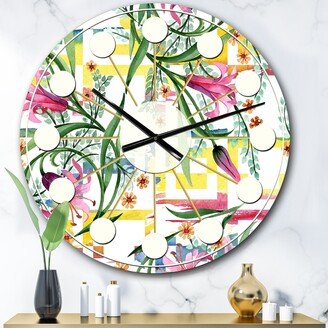 Designart 'Floral Botanical Retro XI' Mid-Century wall clock