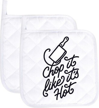 Chop It Likes It's Hot Funny Potholder Oven Mitts Cute Pair Kitchen Gloves Cooking Baking Grilling Non Slip Cotton