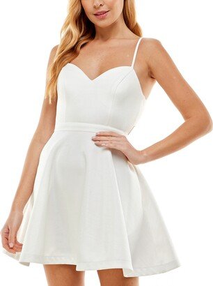 Juniors' Sweetheart-Neck Skater Dress - Ivory/irid