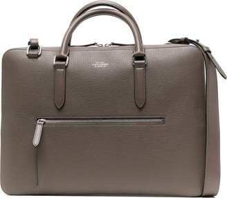 Grained-Leather Slim Briefcase