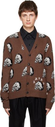 Brown Wes Lang Edition Skull Cardigan