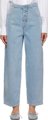 Blue Button-Fly Jeans