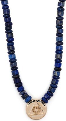 14kt yellow gold Shield lapis lazuli beaded necklace