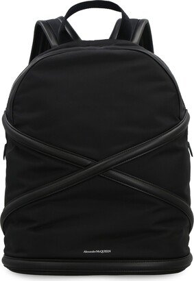 Harness Leather Details Nylon Backpack