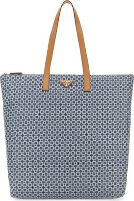 Allover Printed Triangle Logo Tote Bag