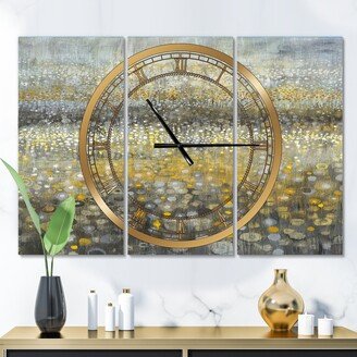 Designart 'Galm Abstract III' Glam 3 Panels Large Wall CLock - 36 in. wide x 28 in. high - 3 panels