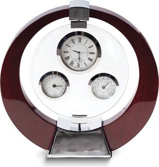 Curata Salzburg Mahogany Finish Wood Hygrometer Thermometer and Desk Clock