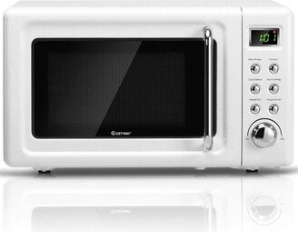 0.7Cu.ft Retro Countertop Microwave Oven 700W Led Display Glass Turntable