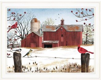 Winter Friends by Billy Jacobs, Ready to hang Framed Print, White Frame, 27 x 21