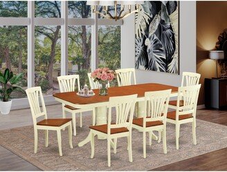 East West Furniture LLC East West Furniture 9 Piece Dining Table Set Includes a Rectangle Dinner Table and 8 Dining Room Chairs, Buttermilk & Cherry