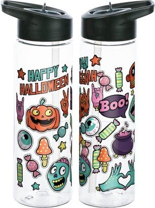 USA Happy Halloween Sticker Cut Graphics 24 Oz Single Wall Plastic Water Bottle