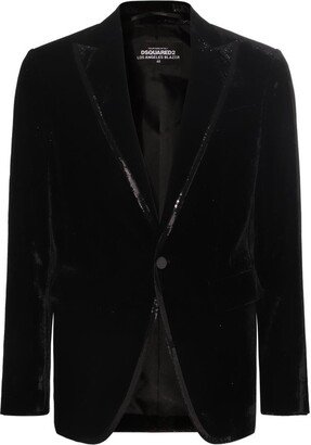 Single-Breasted Velvet Blazer-AB