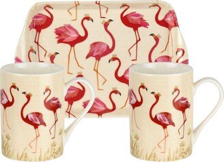 Sara Miller Flamingo Mug & Tray Set