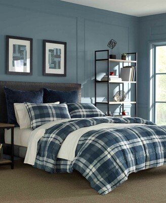 Crossview Plaid Microsuede 3 Piece Comforter Set, King