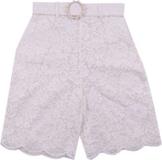 High-Rise Belted Laced Shorts