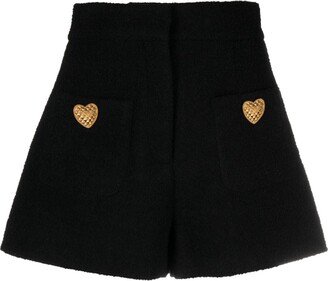 Heart-Buttons Tweed Shorts