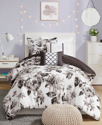 Dorsey Floral 4-Pc. Comforter Set, Twin/Twin Xl - Black/white